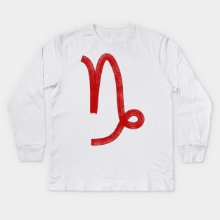 Red Capricorn Kids Long Sleeve T-Shirt